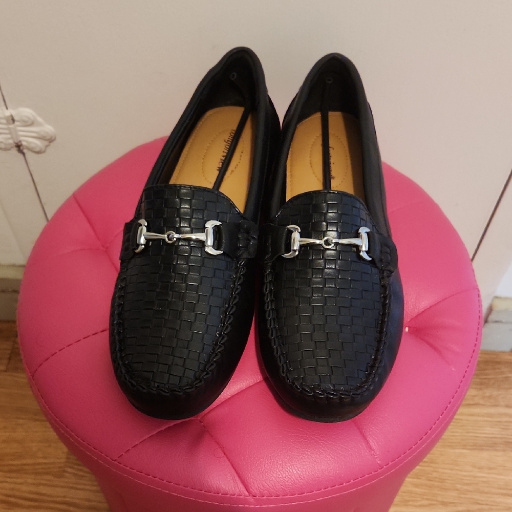 🔥Comfortview Black Loafers with Silver Accent